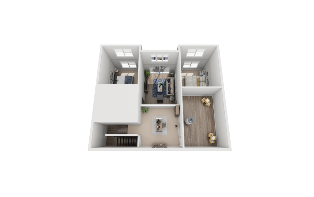 B7L - 2 bedroom floorplan layout with 2 bathrooms and 1380 square feet (Floor 2)