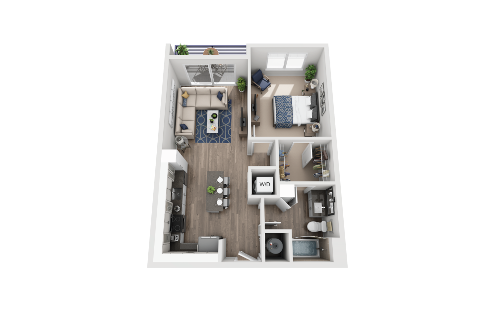 A1 - 1 bedroom floorplan layout with 1 bathroom and 738 square feet