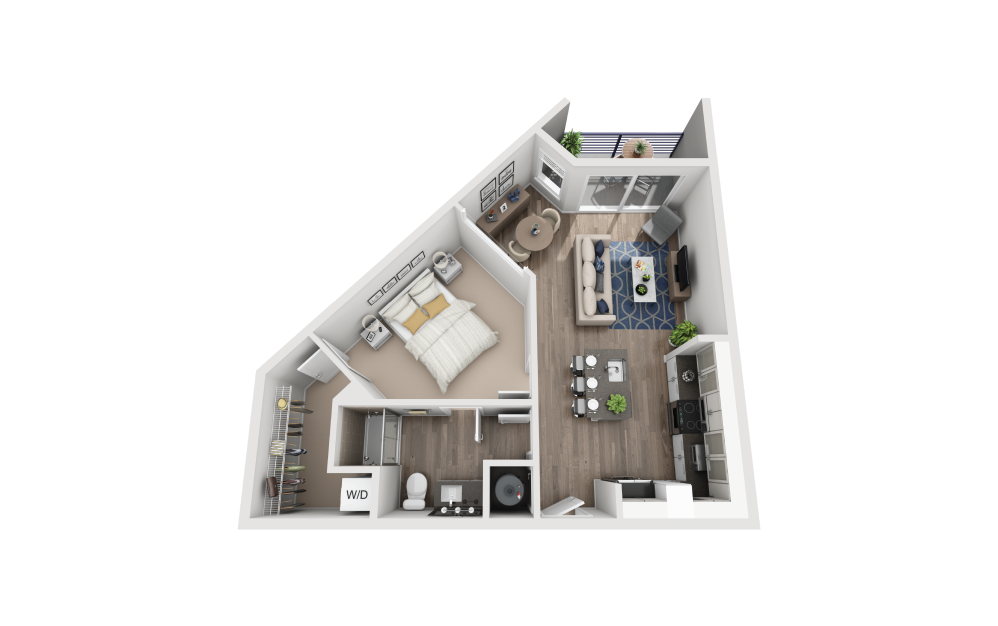 S5 - Studio floorplan layout with 1 bathroom and 717 square feet